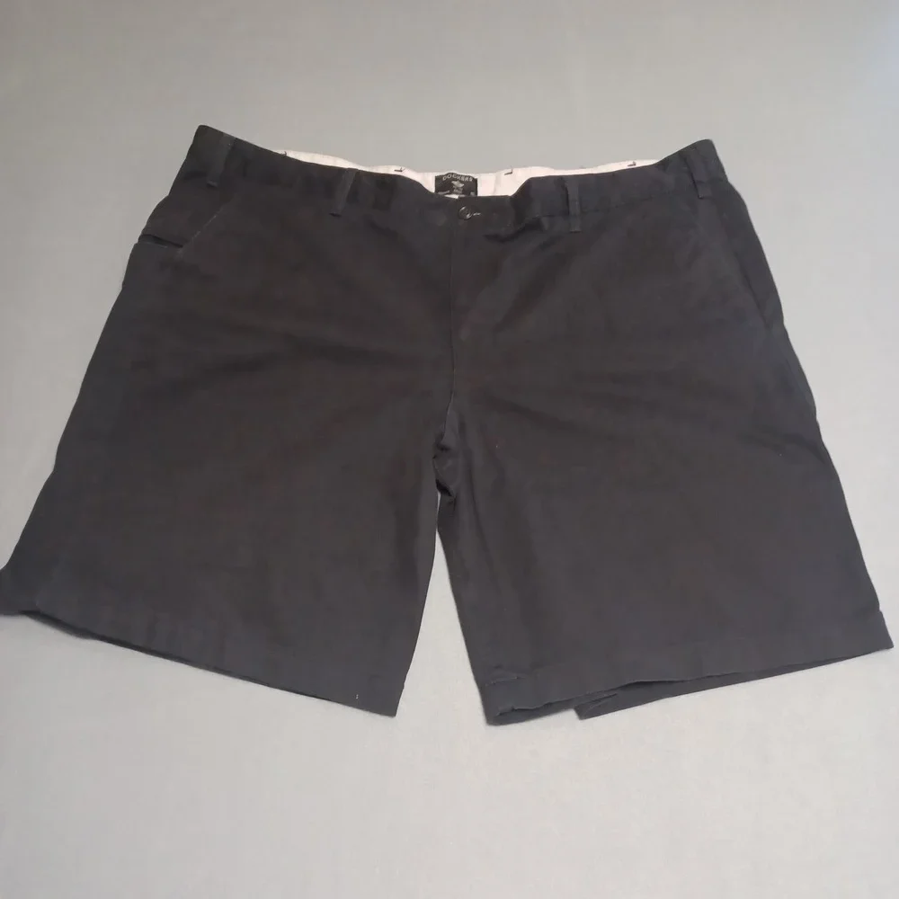 Dockers Chino Shorts Mens 48 Black 5 Pocket Flat Front Casual Cotton Twill